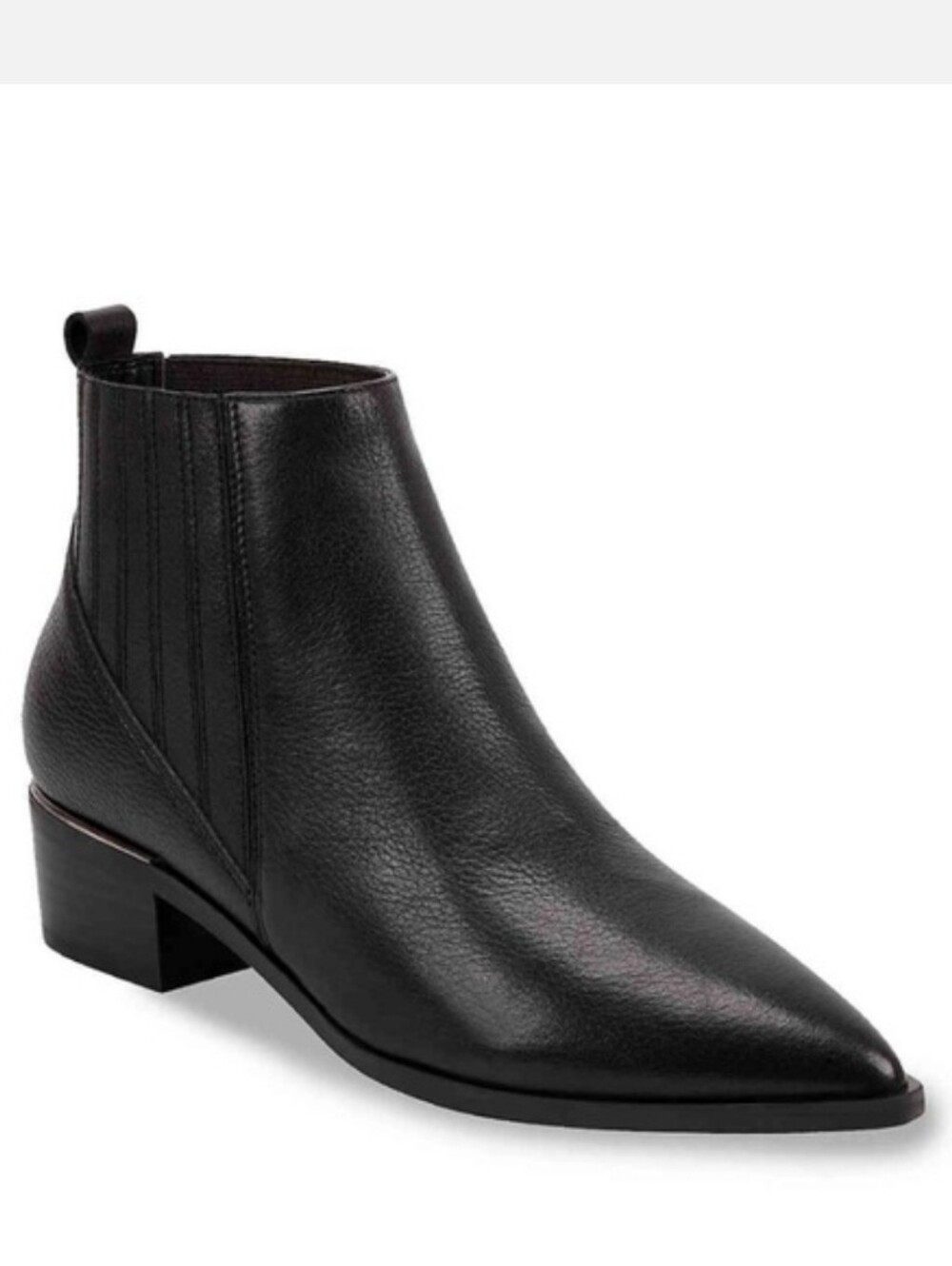 Marc Fisher Women's Missir Leather Pull-up Ankle Block Heel Pointy-Toe Boots